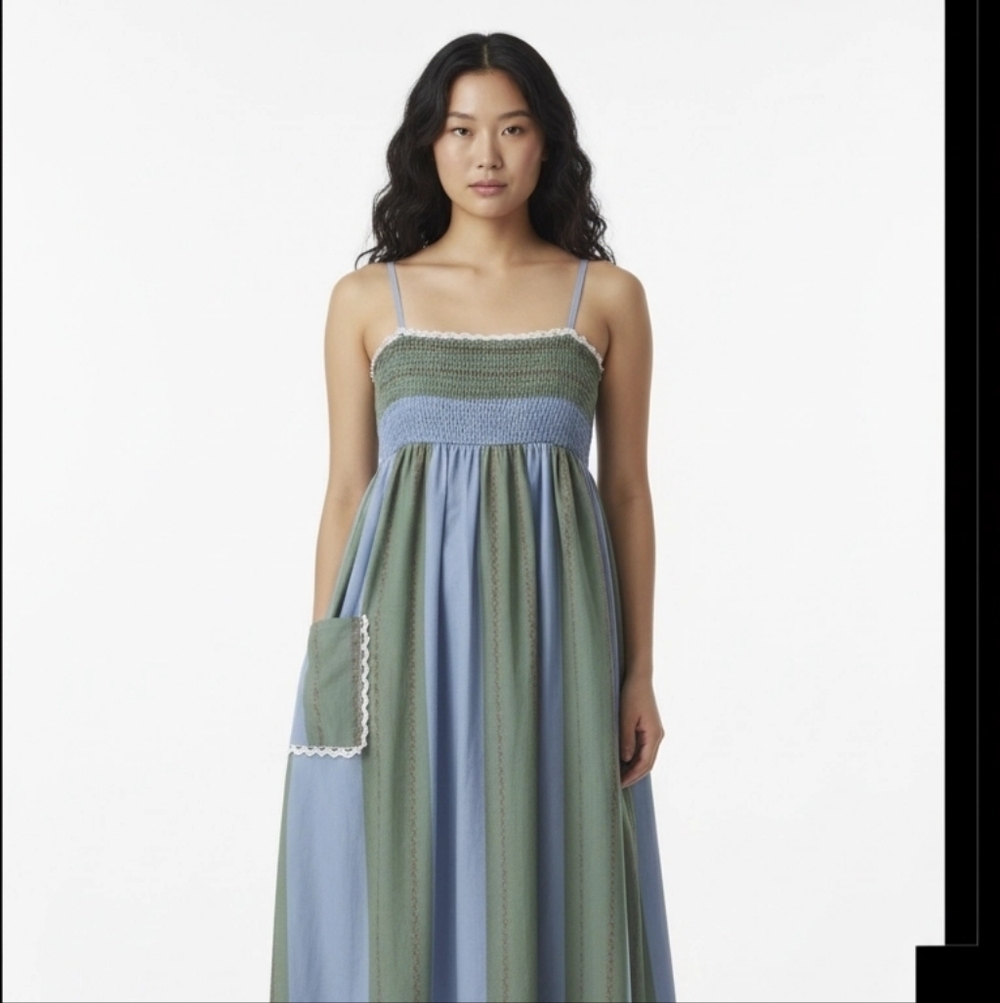 Chic Blue and Green Maxi Dress